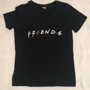 Black “Friends” V-Neck T-Shirt